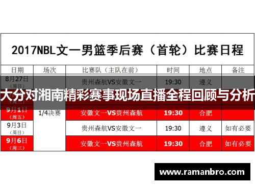 大分对湘南精彩赛事现场直播全程回顾与分析